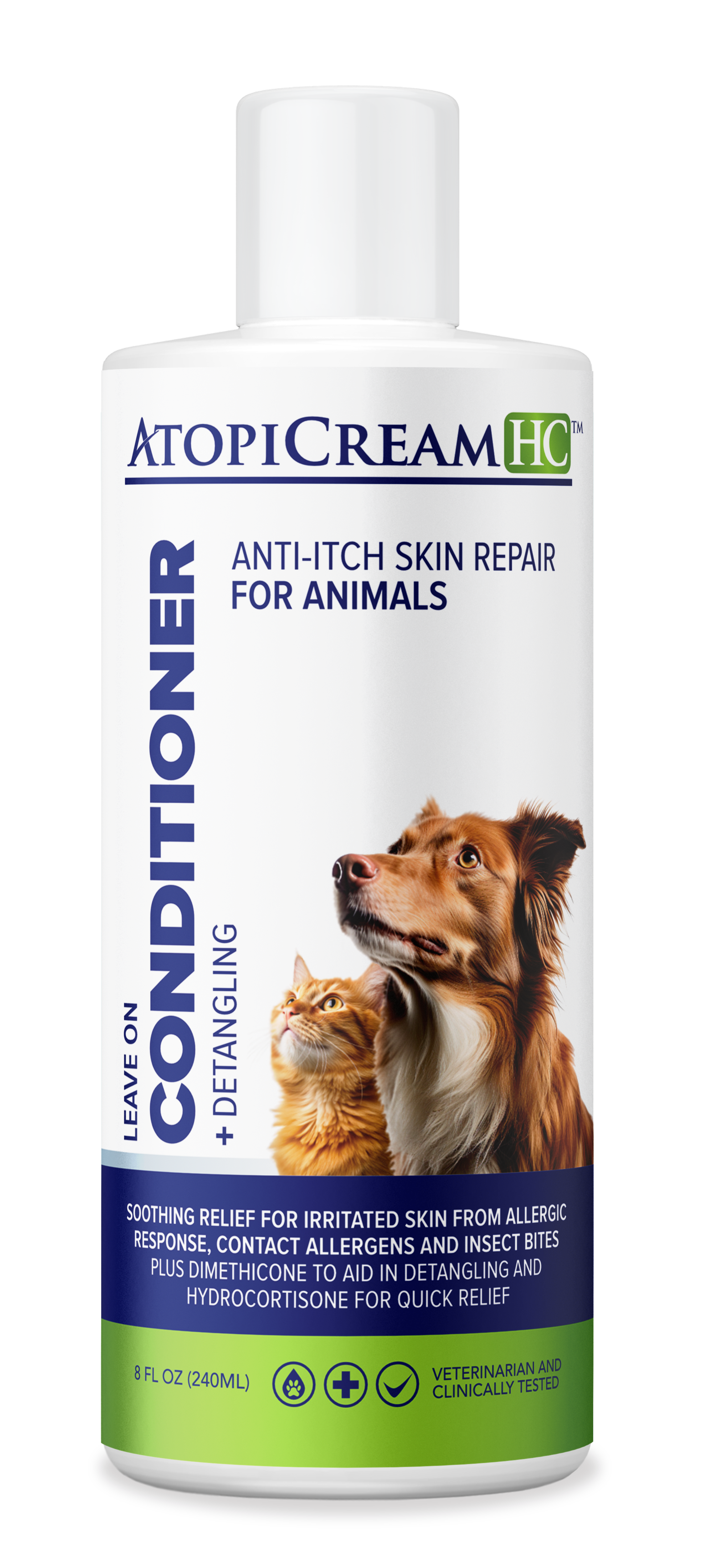 Soothing relief for animals with irritated skin from allergic response, contact allergens and insect bites. Plus detangling. 